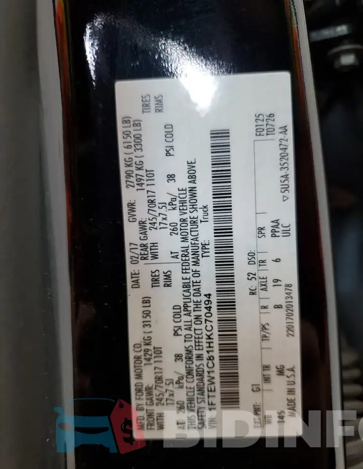 1FTEW1C81HKC70494 Photo# 12