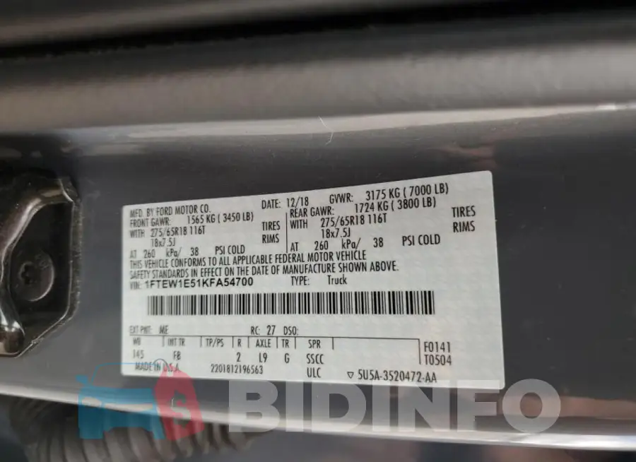 1FTEW1E51KFA54700 Photo# 12