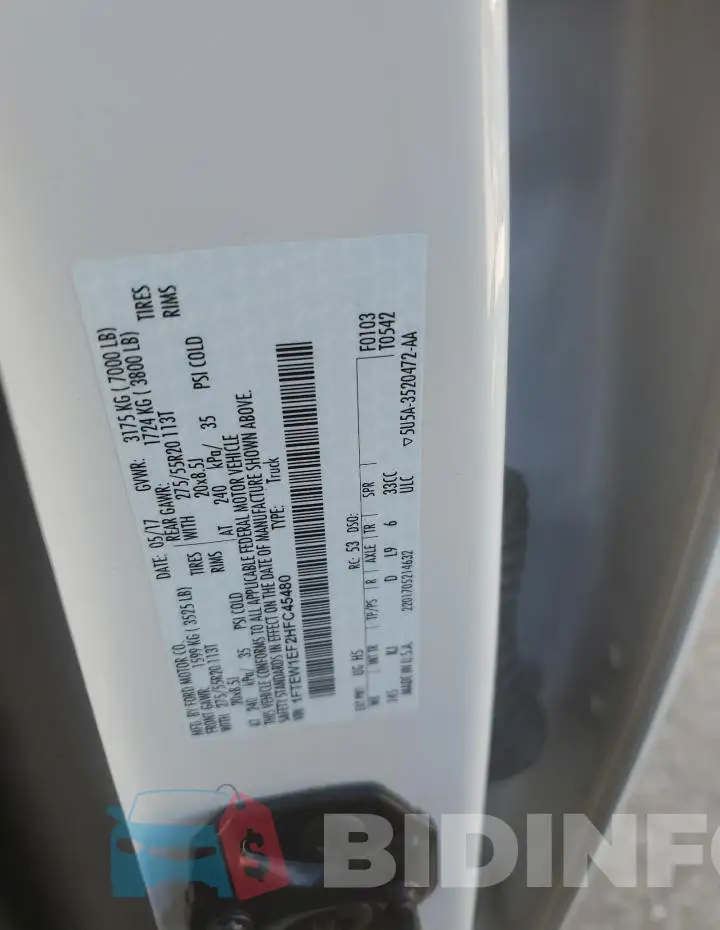 1FTEW1EF2HFC45480 Photo# 12