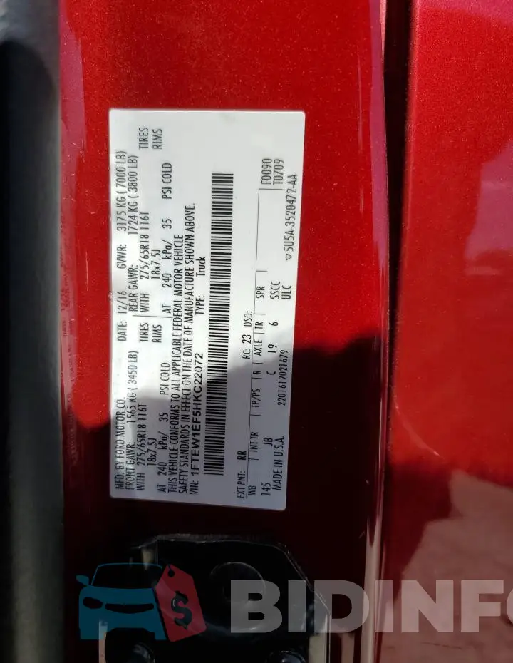 1FTEW1EF5HKC22072 Photo# 12