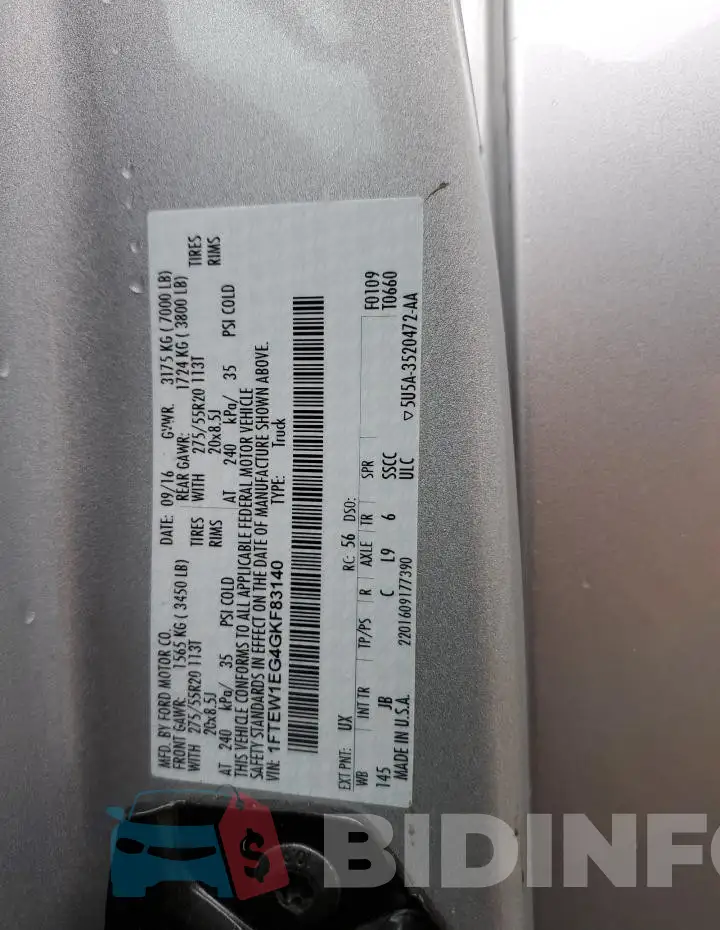1FTEW1EG4GKF83140 Photo# 12