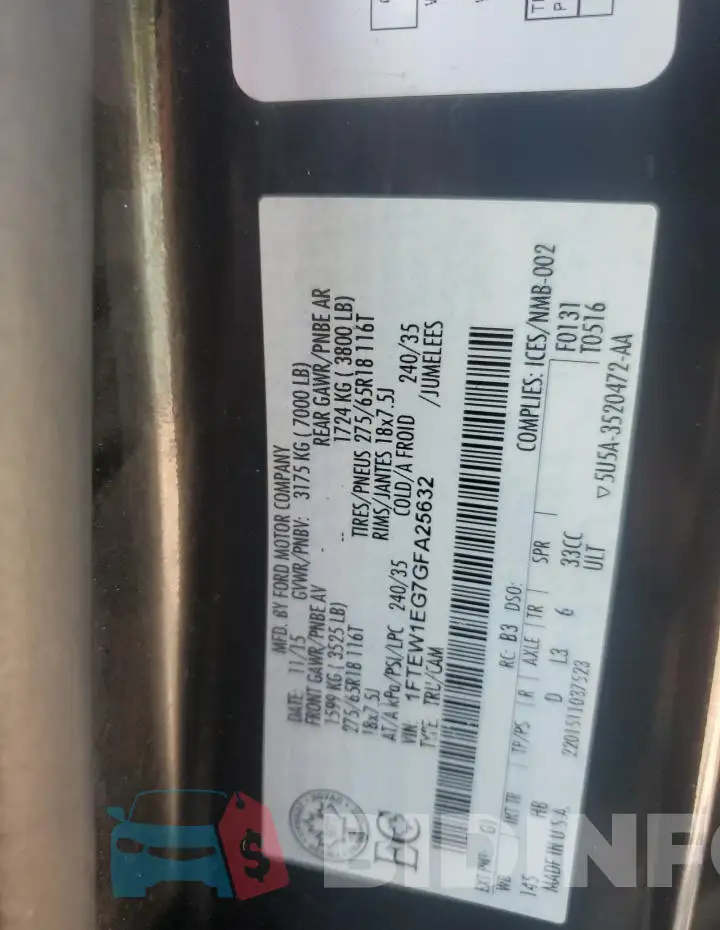1FTEW1EG7GFA25632 Photo# 12