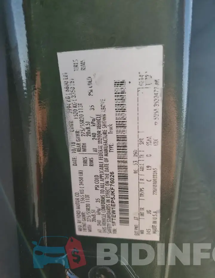 1FTEW1EP5JKF76026 Photo# 12