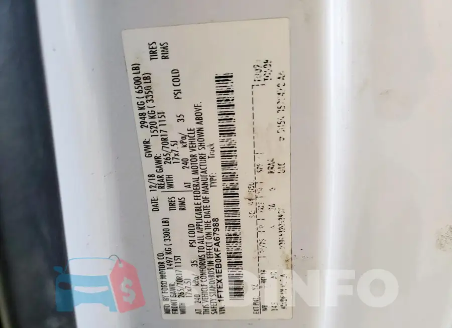 1FTEX1EB0KFA67988 Photo# 12