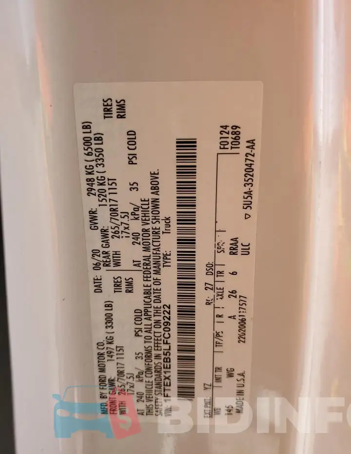 1FTEX1EB5LFC09222 Photo# 12