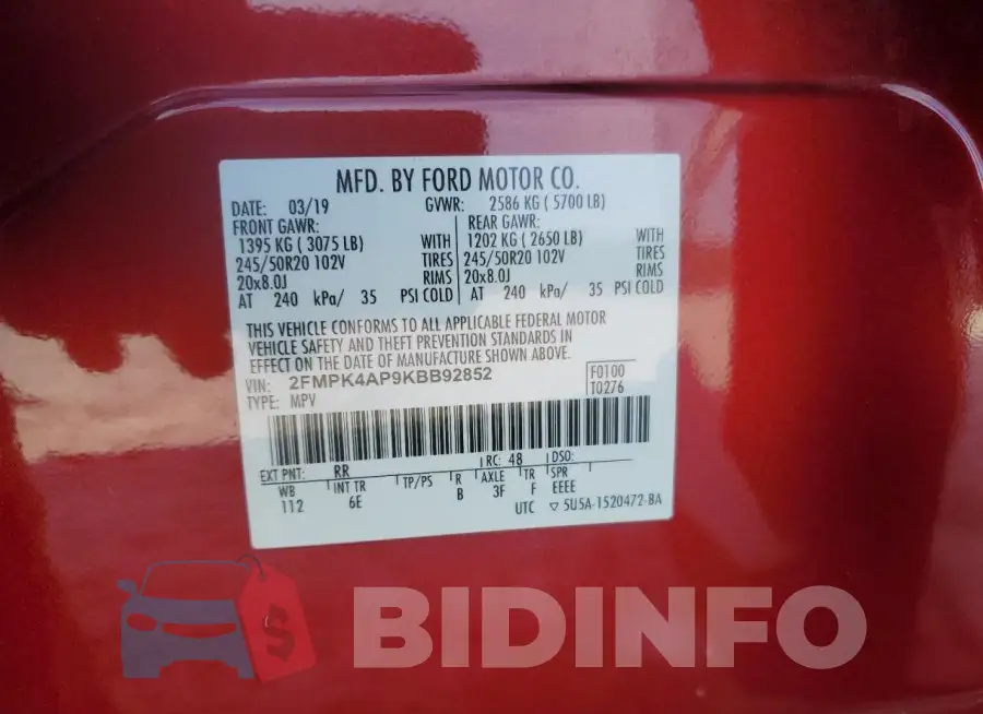 2FMPK4AP9KBB92852 Photo# 13