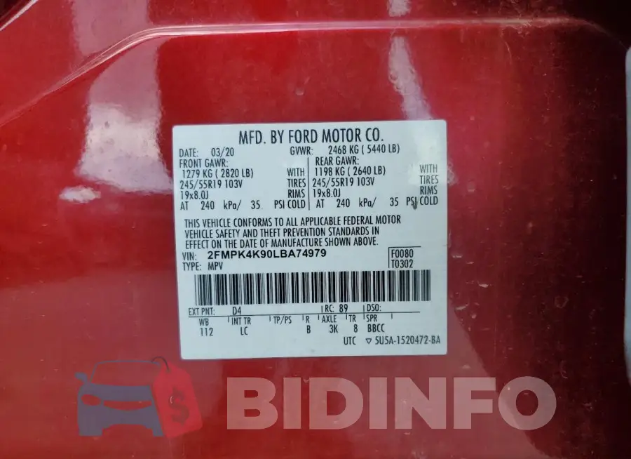 2FMPK4K90LBA74979 Photo# 14