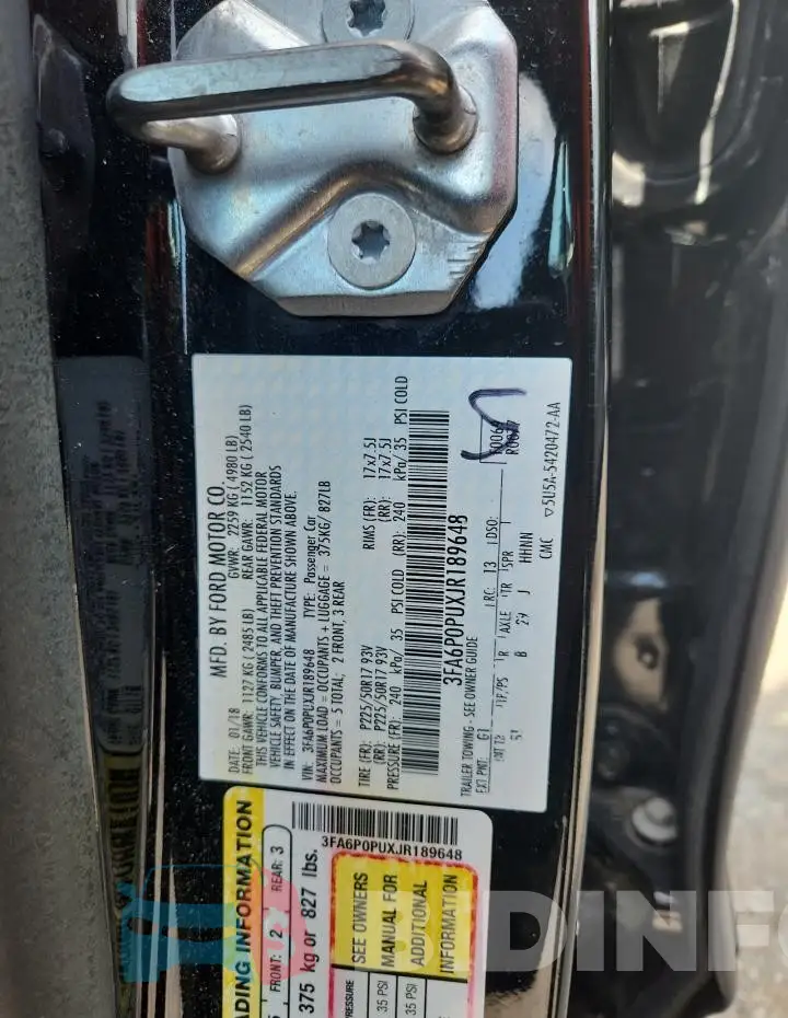 3FA6P0PUXJR189648 Photo# 12