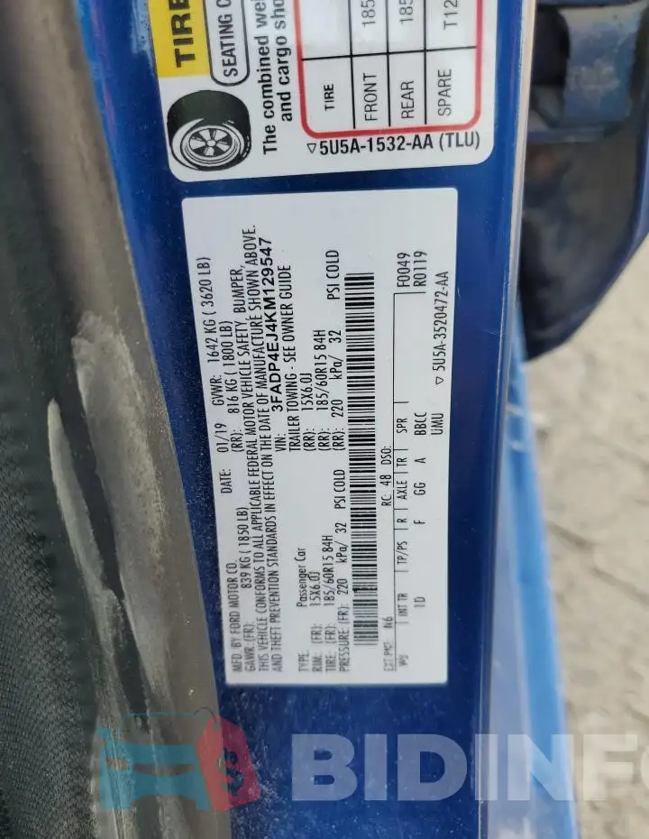 3FADP4EJ4KM129547 Photo# 13
