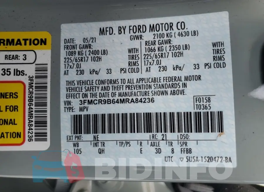 3FMCR9B64MRA84236 Photo# 13