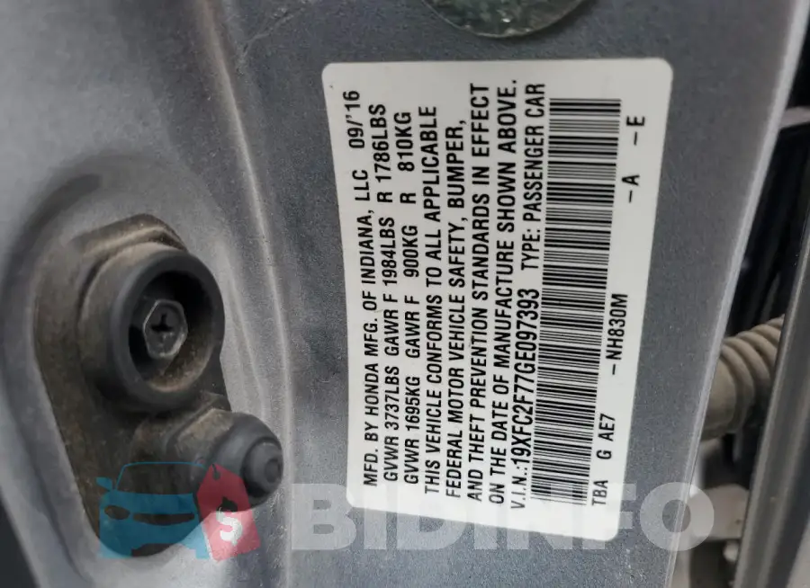 19XFC2F77GE097393 Photo# 12