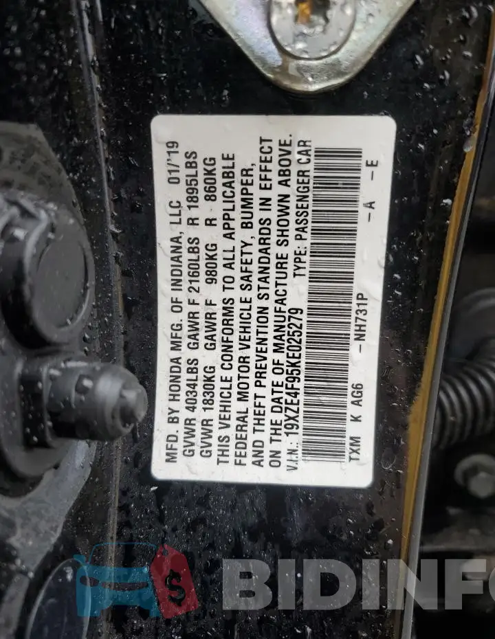 19XZE4F95KE025279 Photo# 12