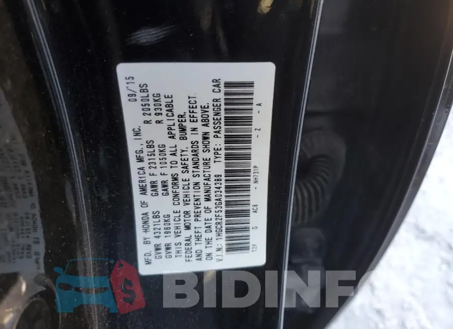 1HGCR2F53GA034389 Photo# 13