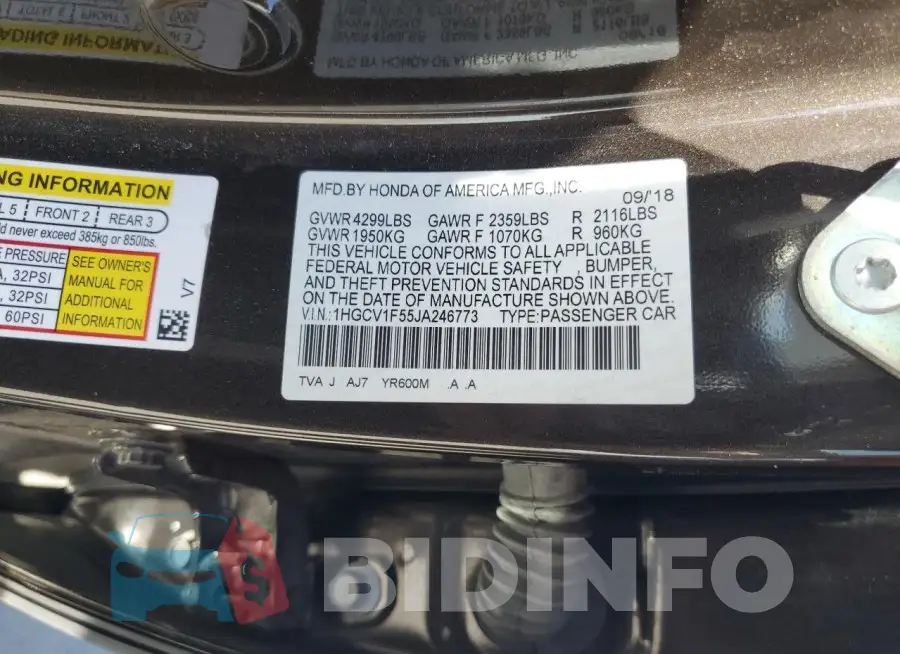 1HGCV1F55JA246773 Photo# 13