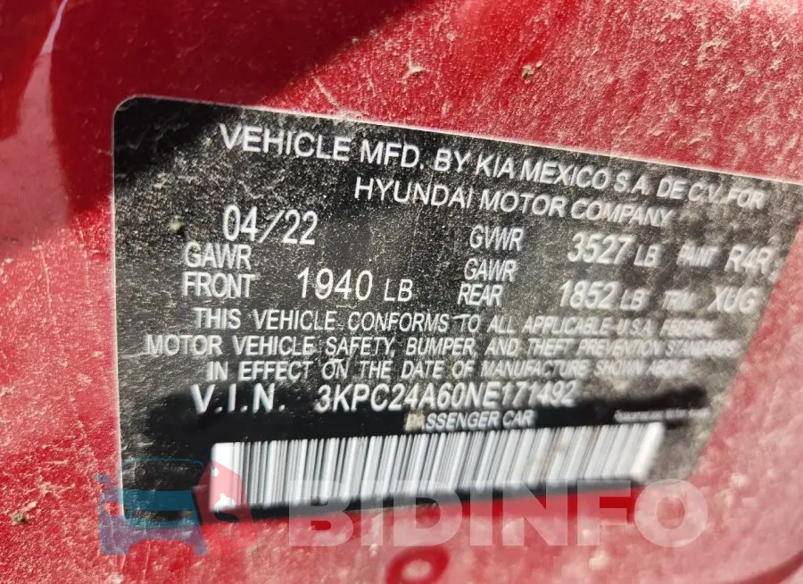 3KPC24A60NE171492 Photo# 12
