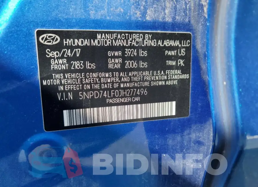 5NPD74LF0JH277496 Photo# 12