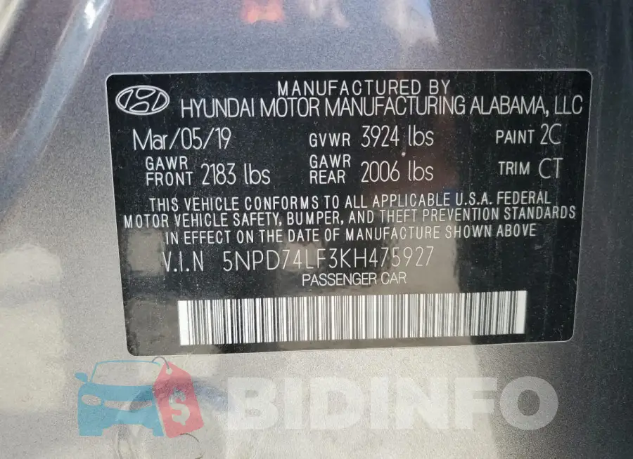 5NPD74LF3KH475927 Photo# 13