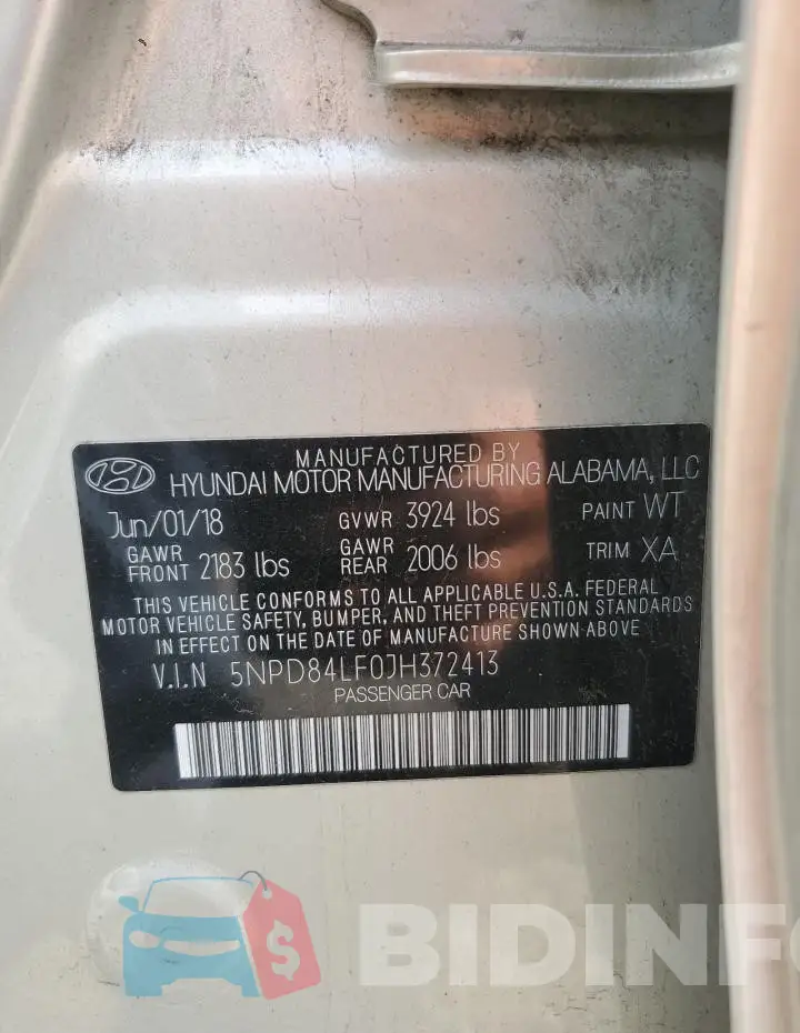 5NPD84LF0JH372413 Photo# 12