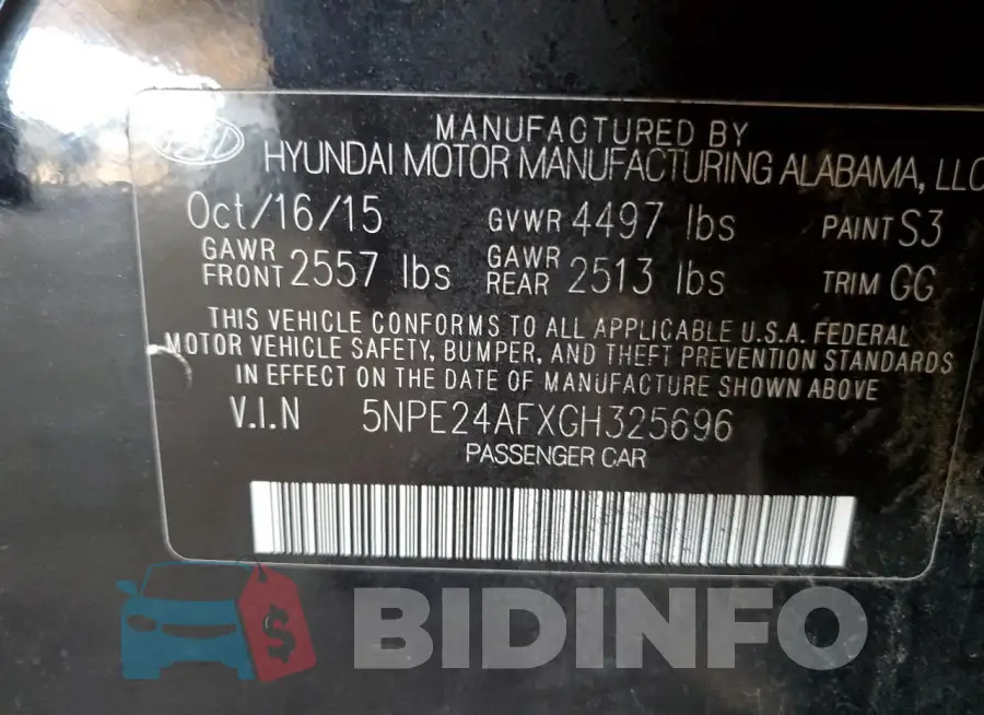 5NPE24AFXGH325696 Photo# 12