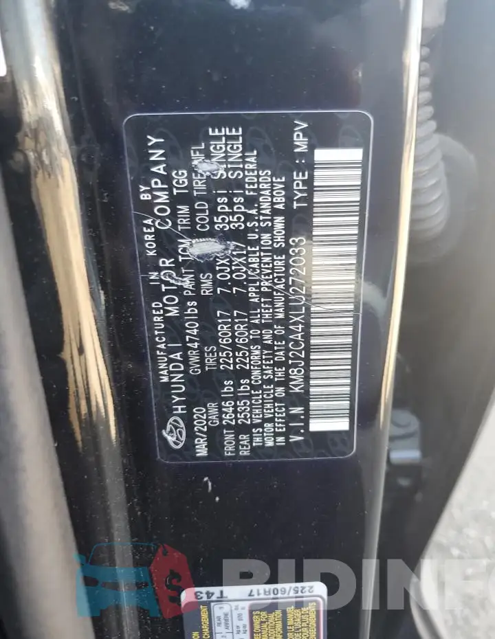 KM8J2CA4XLU272033 Photo# 13