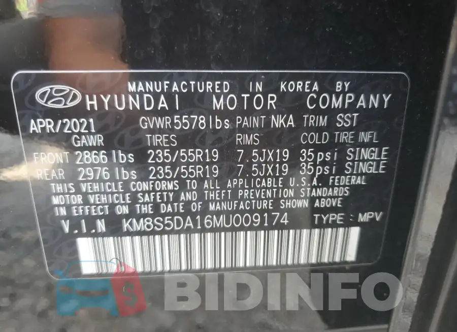 KM8S5DA16MU009174 Photo# 14