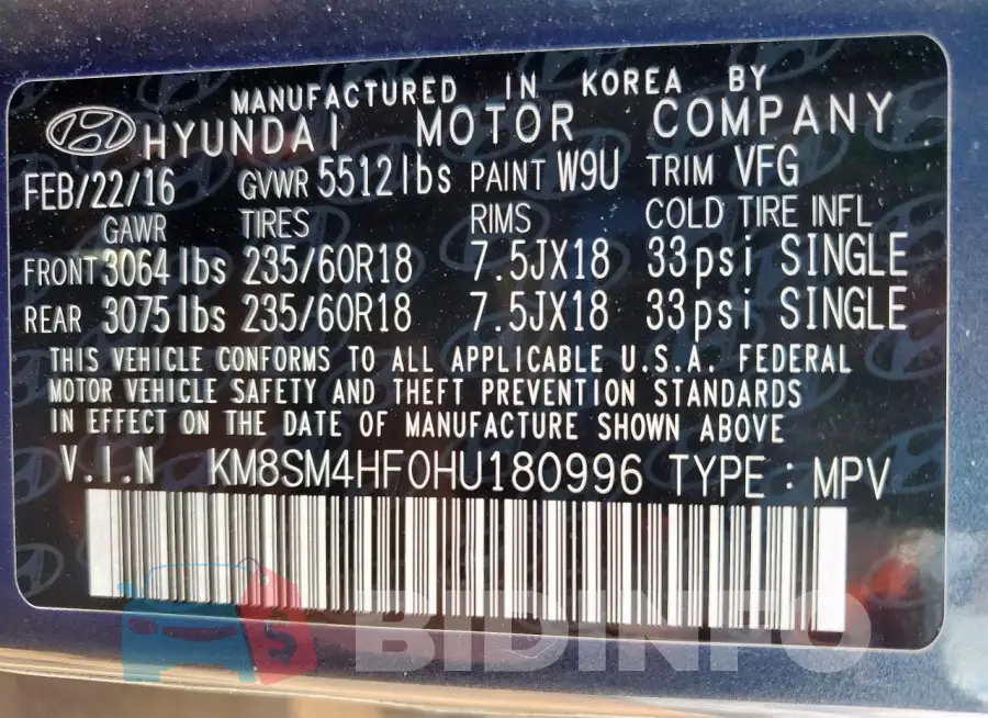 KM8SM4HF0HU180996 Photo# 13