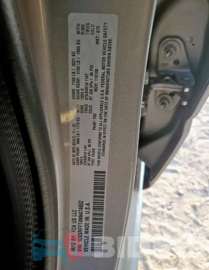 1C6SRFFT4NN474652 Photo# 12