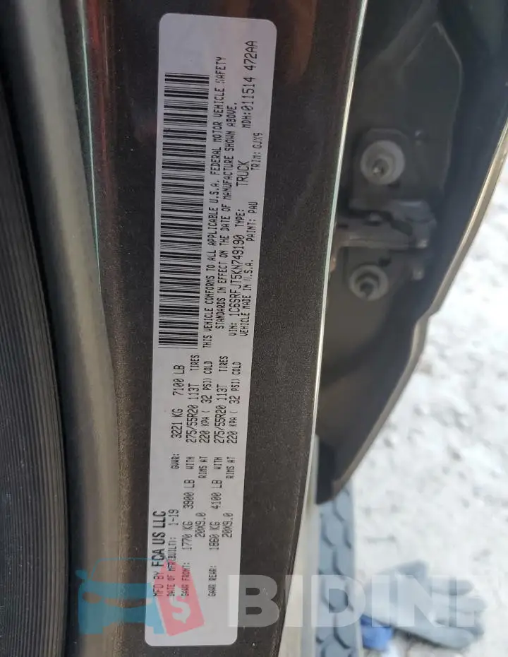 1C6SRFJT5KN749190 Photo# 12