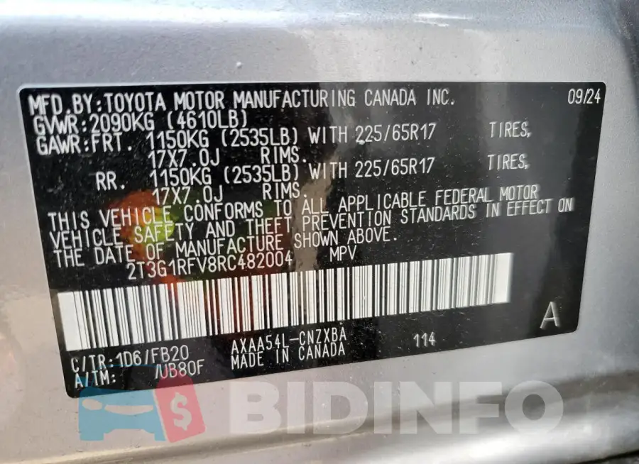 2T3G1RFV8RC482004 Photo# 14
