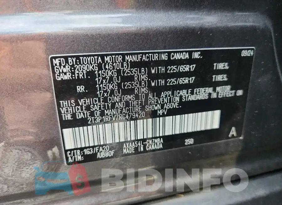 2T3P1RFV7RC479420 Photo# 14