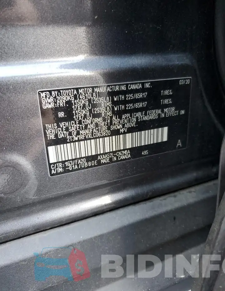 2T3W1RFVXLC063820 Photo# 13