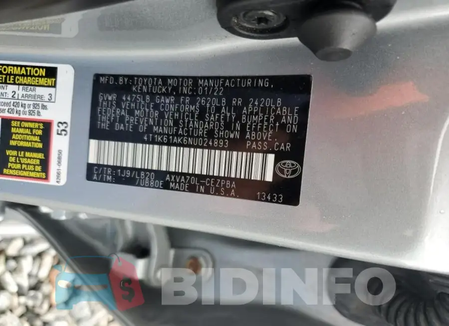 4T1K61AK6NU024893 Photo# 12