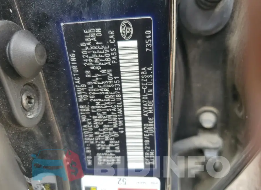 4T1M11AK0LU875351 Photo# 12