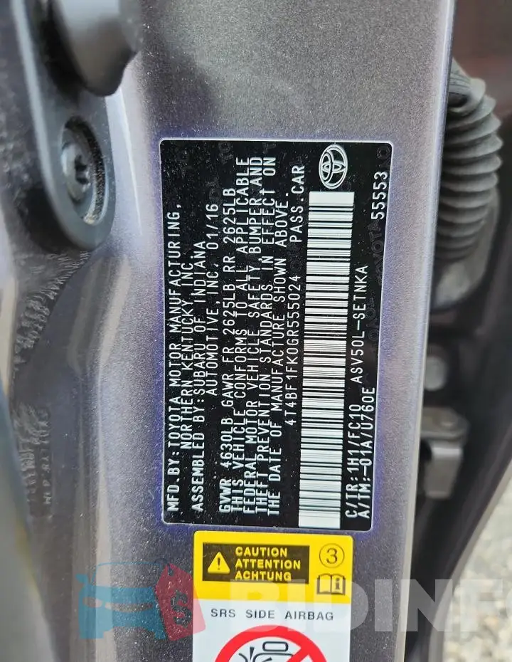 4T4BF1FK0GR555024 Photo# 12