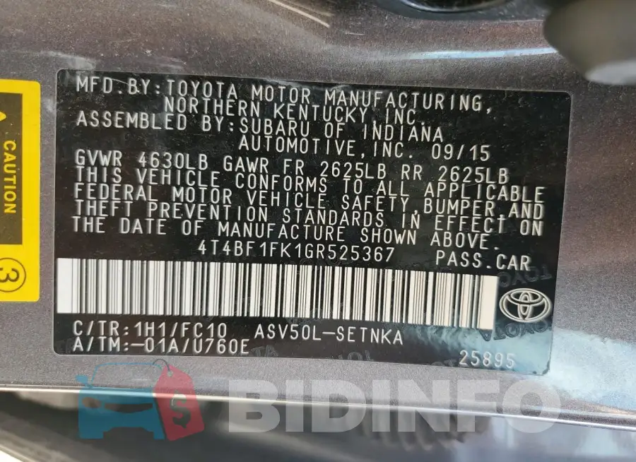 4T4BF1FK1GR525367 Photo# 13
