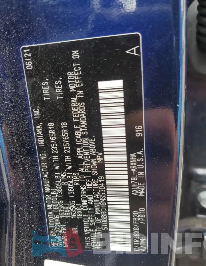 5TDBBRCH6MS530419 Photo# 13