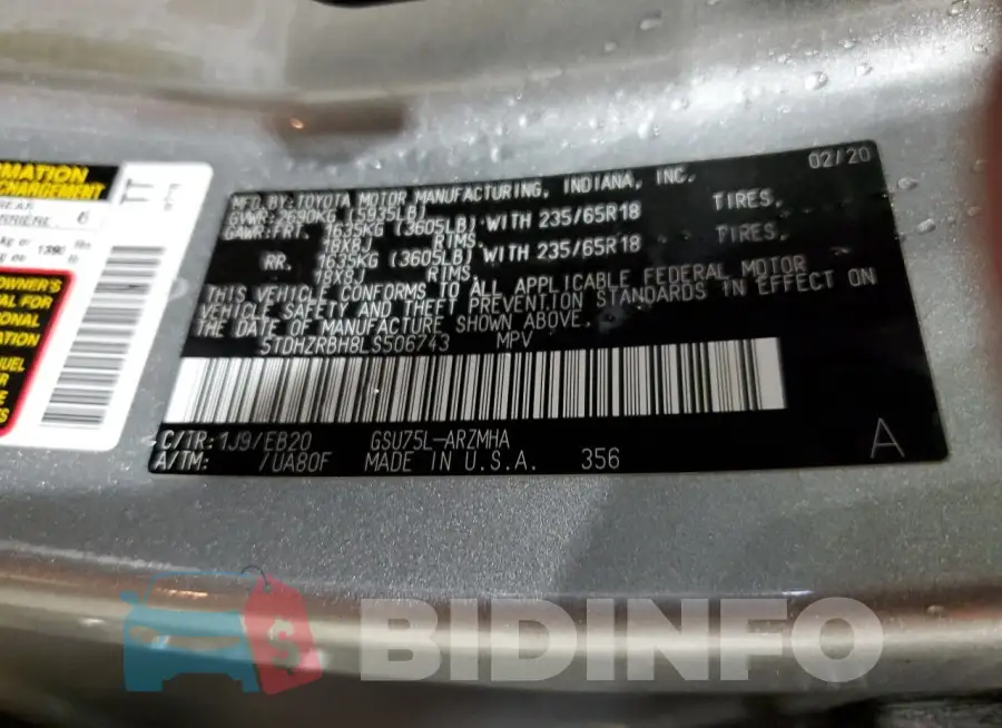 5TDHZRBH8LS506743 Photo# 14