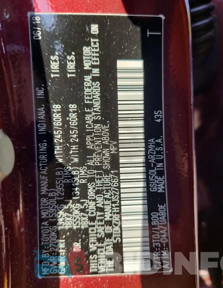 5TDKZRFH1JS276671 Photo# 14