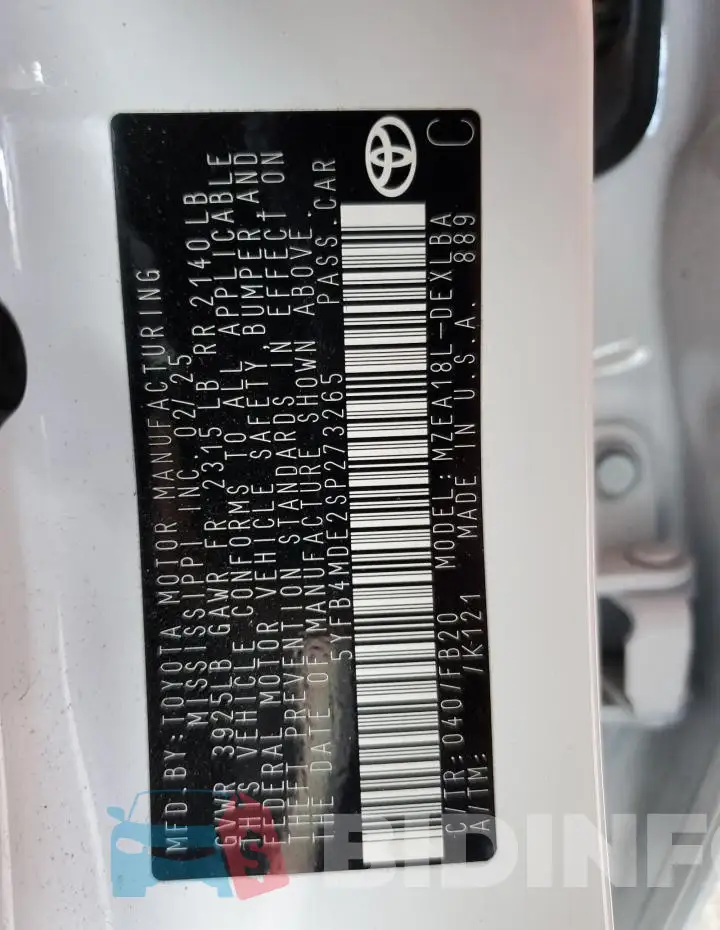 5YFB4MDE2SP273265 Photo# 13