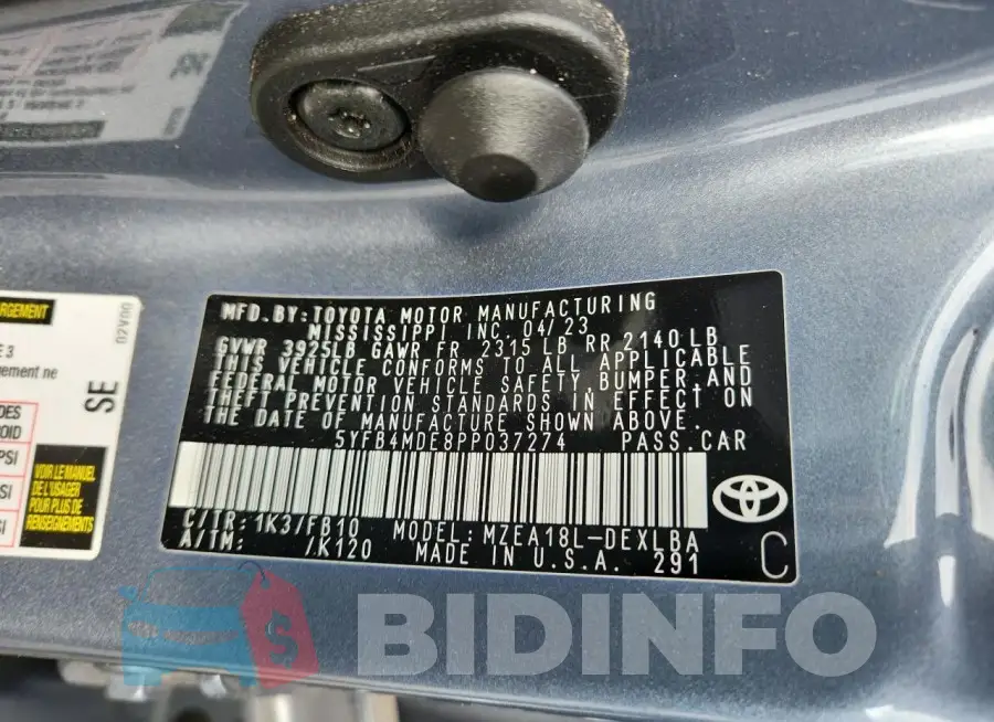 5YFB4MDE8PP037274 Photo# 12