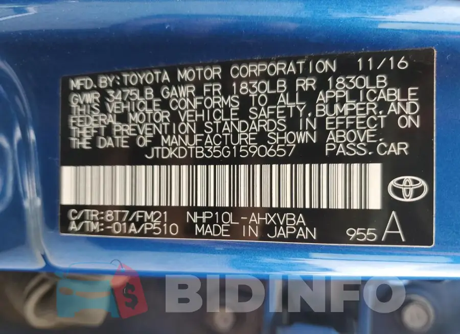 JTDKDTB35G1590657 Photo# 12