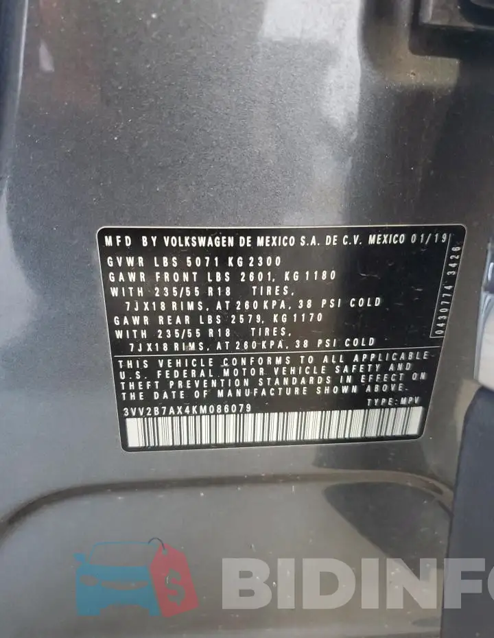 3VV2B7AX4KM086079 Photo# 14