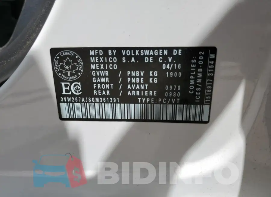 3VW267AJ8GM361391 Photo# 12