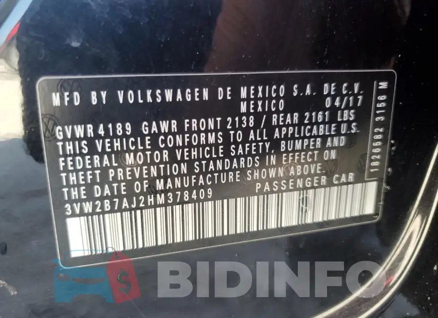 3VW2B7AJ2HM378409 Photo# 13