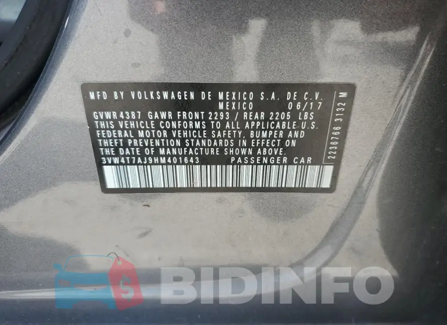3VW4T7AJ9HM401643 Photo# 12