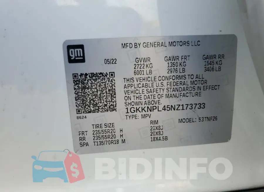 1GKKNPL45NZ173733 Photo# 13