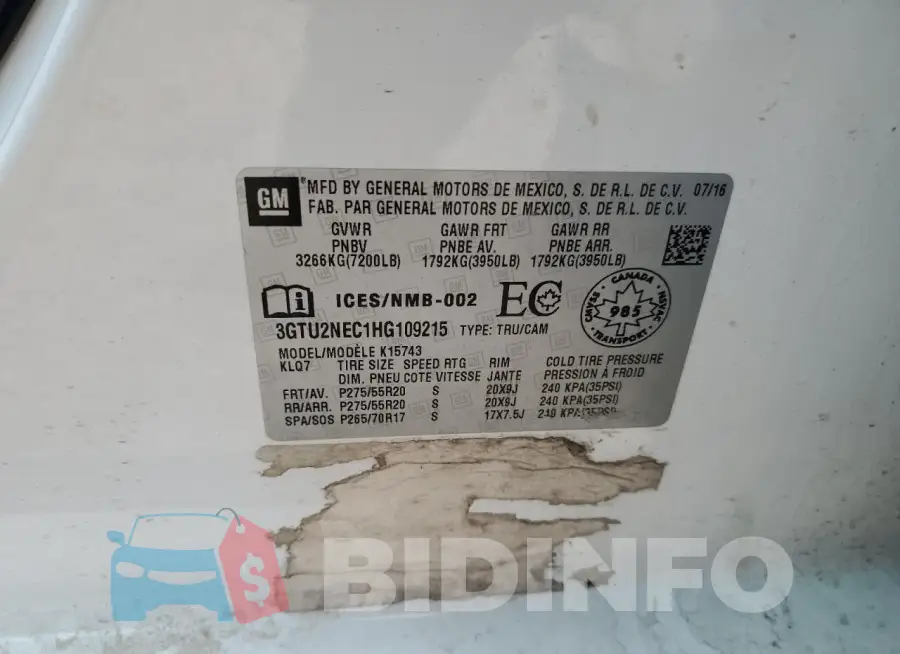 3GTU2NEC1HG109215 Photo# 12