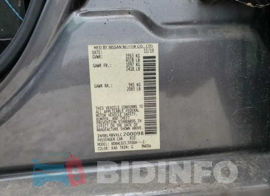 1N4BL4BVXLC200098 Photo# 12
