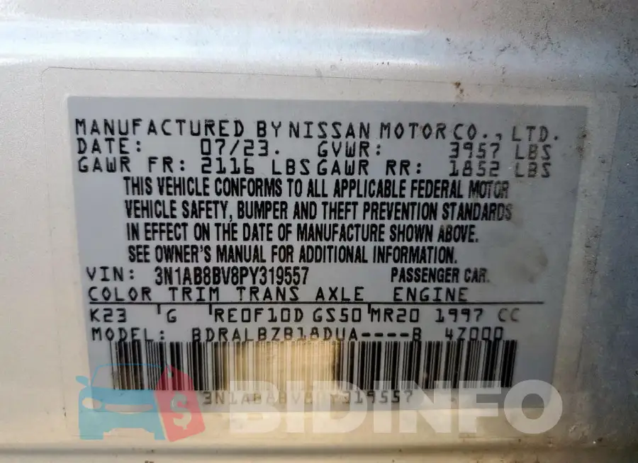 3N1AB8BV8PY319557 Photo# 12