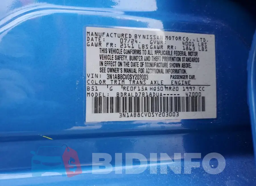 3N1AB8CV0SY203003 Photo# 12